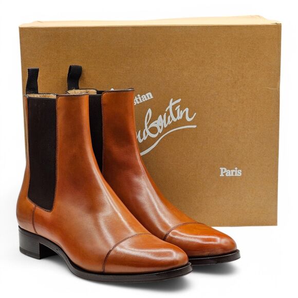 Christian Louboutin Antonio Chelsea Leather Boots - Brown - EU 42 / US 9 $1350